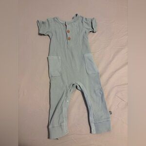 Cozy Sky Blue Ribbed Jumpsuit for Kids
